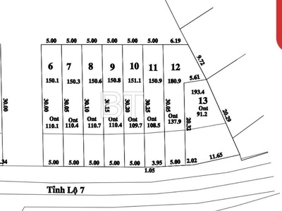 8 lô đất mặt tiền Tỉnh Lộ 7, xã An Nhơn Tây, huyện Củ Chi giá 2,35 tỷ / 1 lô 2