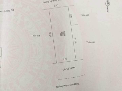Bán đất ngã 4 Phạm Văn Đồng và Thanh Bình, ph Thanh Bình, TP HD, 102m2, mt 6m, KD đắc địa 4