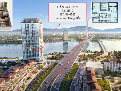 Sun Cosmo trực diện sông Hàn 2PN 69.6m2 Full giá 4.726 tỷ 0