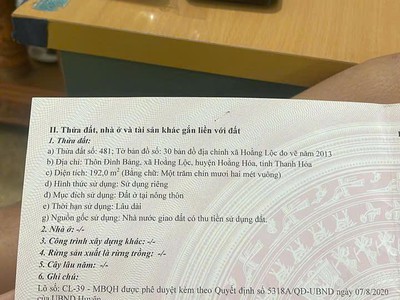 Cần bán nhanh lô đất tại thôn đình bàng, xã hoằng lộc, huyện hoằng hóa, tỉnh thanh hóa 1