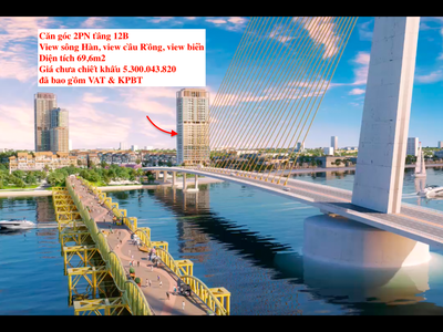 Căn góc 2PN Sun Cosmo giá gốc CĐT, chiết khấu 11, sẵn nguồn cho thuê lâu dài khi bàn giao 1