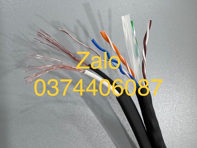 Cáp mạng liền nguồn Cat6 UTP   2C lõi đồng liền nguồn ANCOMTECK mã ACT-6LAN2C-305BK 1