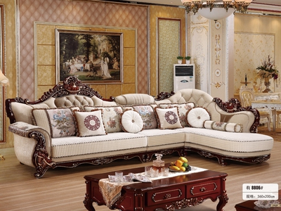 Sofa da tân cổ điển kích thước 362x205 cm Khung và chân gỗ sồi 0