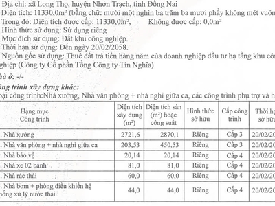 Thông Tin Bán Nhà Xưởng tại Khu Công Nghiệp Nhơn Trạch, Đồng Nai 0