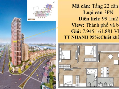 Sun Cosmo - Căn 3PN, 99.1m2 view thành phố, biển đẹp nhất dự kiến bàn giao T6/2025 0