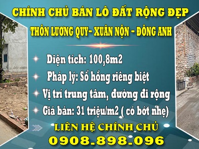 Cần tiền bán nhanh lô đất đep tại thôn lương quy, xuân nộn, đông anh 0