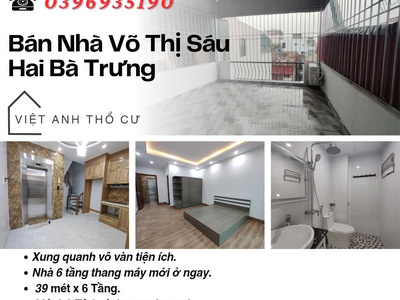 Bán nhà phố võ thị sáu, nhà đẹp mới, 6 tầng thang máy, 39mx6t, giá: 9.3 tỷ, lh: 0396935190. 0