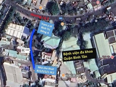 Chính chủ cần cho thuê Nhà 2 tầng 3 mặt tiền hẻm xe tải 1 sẹc cách Hương Lộ 2 khoảng 50m 3