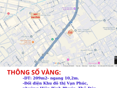 Đất mặt tiền đường số 12m ở p.hiệp bình phước, thủ đức,  dt 209m2  ngang 10m, giá 11 tỷ tl. 1