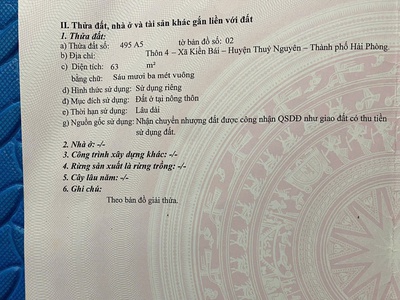 Chính chủ cần bán nhanh lô đất tại thôn 4 - xã kiền bái - huyện thuỷ nguyên - hải phòng. 2