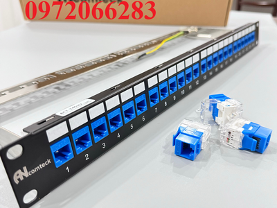 Patch panel 24 cổng Cat6 UTP 1U 19inch hiệu Ancomteck ACT-24S1U,ACT-JK28-C6-US 1