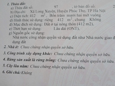 Đất đẹp - giá tốt - vị trí đắc địa tại xã long xuyên, huyện phúc thọ, tphn 0