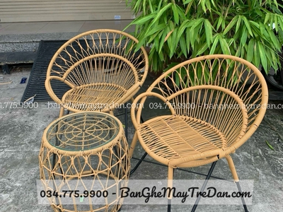 Bàn ghế cafe để ngoài trời tone vàng nâu thanh lịch 0