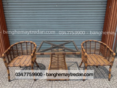 Bàn ghế cafe để ngoài trời tone vàng nâu thanh lịch 6