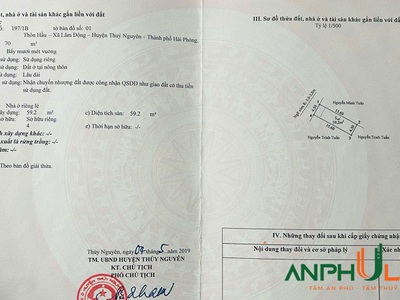Cần bán nhà 70m2 tại Phường Hoàng Lâm, TP Thủy Nguyên, Hải Phòng 0