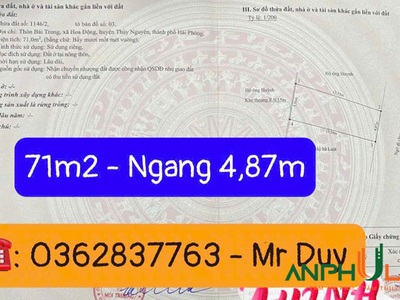 Chính chủ cần tiền bán lô đất đẹp TDP Bái Trong, phường Hoa Động, TP Thủy Nguyên 0