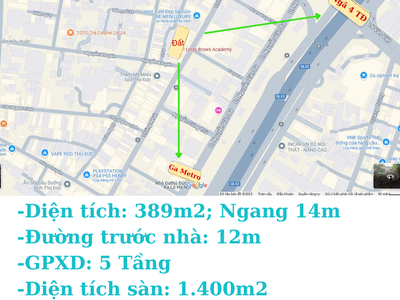Dòng tiền 7/th, dt 389m2, đ.thống nhất,trường thọ, thủ đức: ngang 14m, 5 tầng, 19 tỷ 1