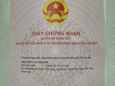 Chính chủ cần bán đất mặt tiền Văn Cù, Hương Toàn, Hương Trà, Thừa Thiên Huế 0