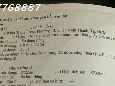 Bán 655m2  mt nơ trang long, quận bình thạnh, vt siêu đẹp xây tòa nhà 2