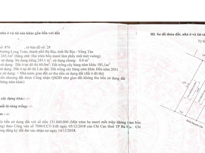 Cần bán nhanh lô đất mặt tiền đường đặng nguyên cẩn, phường long toàn, tp bà rịa. 3