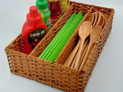 Khay đựng đồ mây nhựa 4