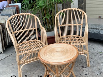 Ghế cafe mây tre đan 5