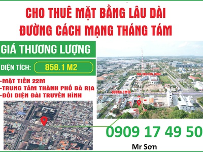 Cho thuê mbkd 860m  - mt đường  cách mạng tháng 8, tp. bà rịa 25 triệu/tháng 0