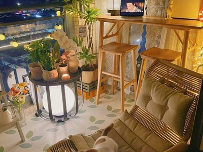 Ghế mây nhựa ban công dây dù 4