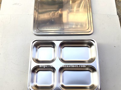 Nhận sản xuất khay cơm inox trường học theo yêu cầu 0