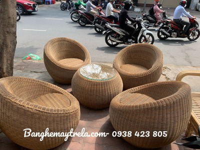 Bàn ghế sò mây nhựa ban công 3