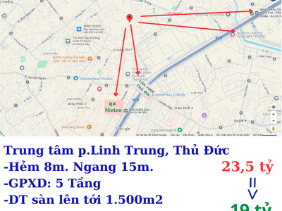 1.500m2 sàn  ngang 15m  đường hoàng diệu 2  p.linh trung, thủ đức, tp hồ chí minh  giá 19 tỷ tl. 1