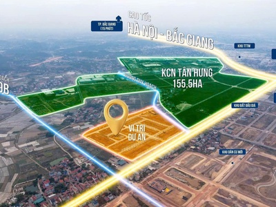 Z đất nền liền kề dt75-112m2, đường 20m, vỉa hè 5m thủ phủ công nghiệp tân hưng-bắc giang chỉ 2 tỷ 1
