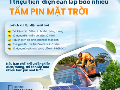 1 triệu tiền điện thì lắp bao nhiêu tấm pin mặt trời 0