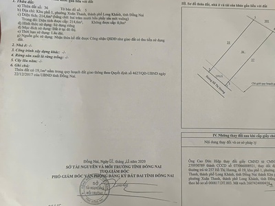 Chính chủ bán đất đẹp - giá tốt - vị trí đắc địa tại :  xuân thanh -  long khánh -  đồng nai 0