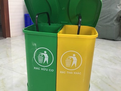 Thùng rác 2 ngăn 40 lit, phân loại rác ngay tại nhà 1
