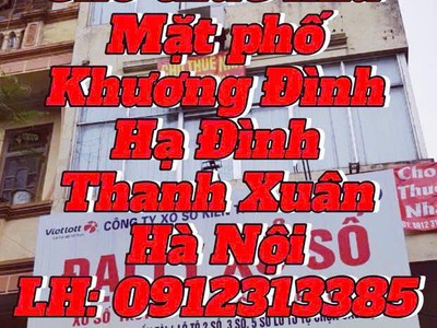 Chính chủ cho thuê nhà mặt phố khương đình, phường hạ đình, quận thanh xuân, hà nội. 0