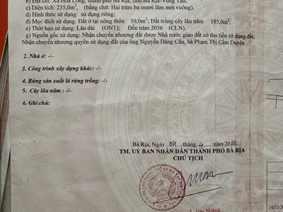 Chính chủ cần bán lô đất 235m2 tại hoà long - bà rịa vũng tàu 1