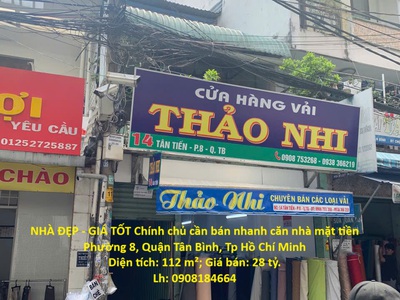 Nhà đẹp - giá tốt chính chủ cần bán nhanh căn nhà mặt tiền chợ vải tân bình, tp hcm 0