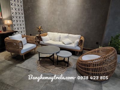Bộ sofa tổ yến mây nhựa 2
