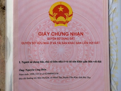 Gia đình không có nhu cầu sử dụng cần bán lô đất tại khu đình   xã thượng long   yên lập   phú thọ. 0