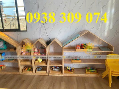 Kệ montessori, kệ gỗ mầm non 3 tầng, kệ đựng đồ chơi 3