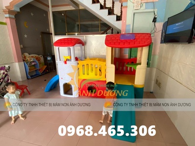 Cầu trượt ngôi nhà trẻ em hàng nhập khẩu siêu bền 3