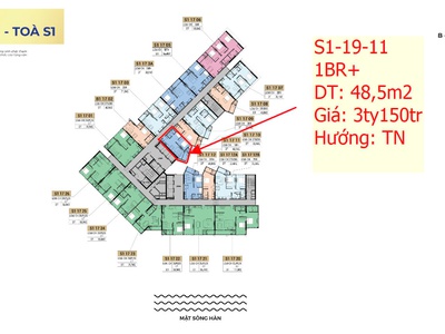 Cần bán lại căn 1PN  Symphony - DT 48,5m2 - Giá chỉ 3ty150tr 1