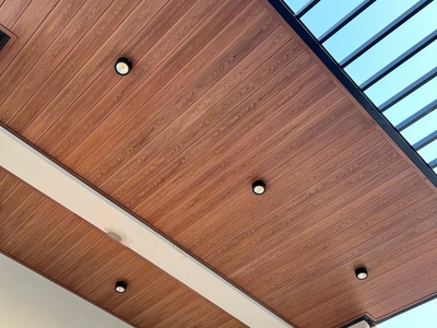 Hạng mục trần gỗ nhựa, mã WPO-10016CD màu golden teak. 0
