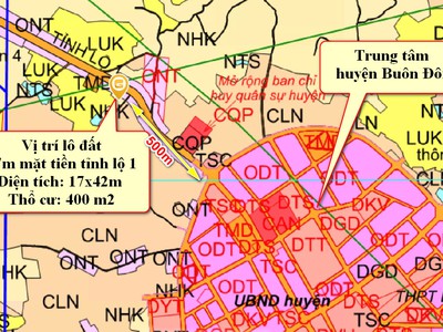 400 m2 thổ cư, 17m mặt tiền tỉnh lộ 1 - cách trung tâm h.buôn đôn 500m, giá chỉ 170 tr/m 2
