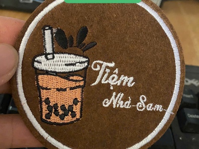 Đế lót ly vải nỉ thấm hút nước , dày 4 lớp vải thêu logo theo yêu cầu 7
