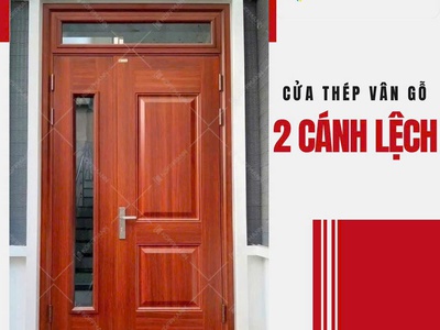 Cửa Thép Vân Gỗ 2 Cánh Lệch 0