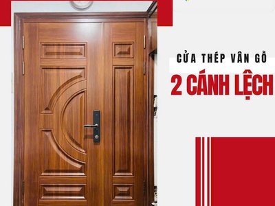 Cửa Thép Vân Gỗ 2 Cánh Lệch 2