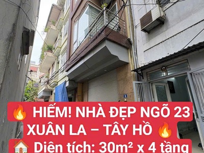 Hiếm- Tây Hồ- Xuân La- 30m 4 tầng ở ngay- Ngõ rộng- 5m mặt tiền- Sổ vuông-6.6 tỷ 0