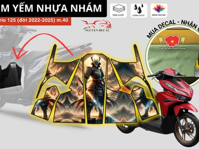 Tem yến đen mờ nhựa nhám cho Vario 125 thiết kế mẫu Samurai 0